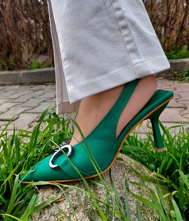 LENA  Yeşil Sivri Burun Sandalet